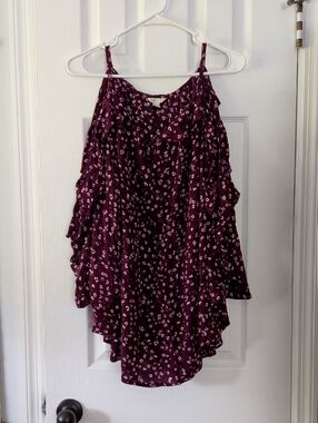 Cato Plum and Light Pink Batik Floral Blouse Sz 22/24